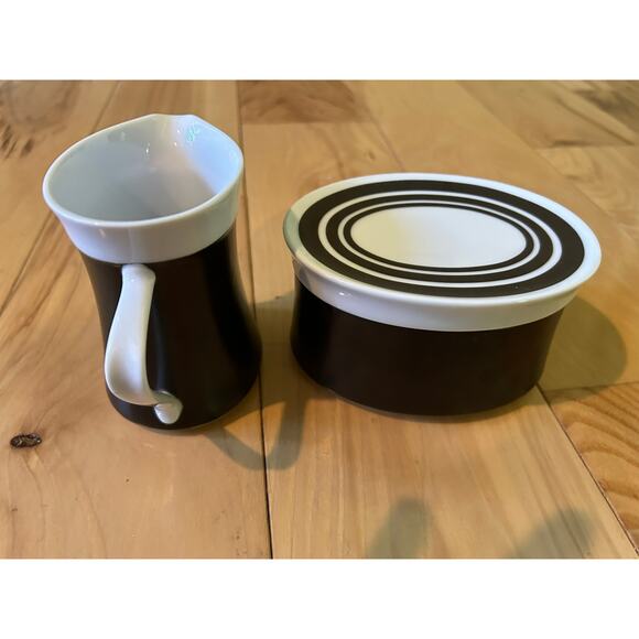 MIKASA TEMPO SEVENTY RADIAL 5889 Creamer and Sugar Bowl w/ Lid - Picture 3 of 8